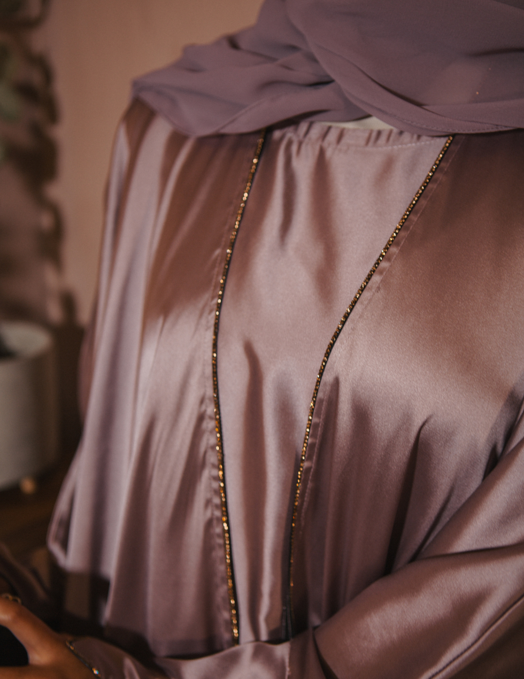 Taupe Soft Satin Abaya